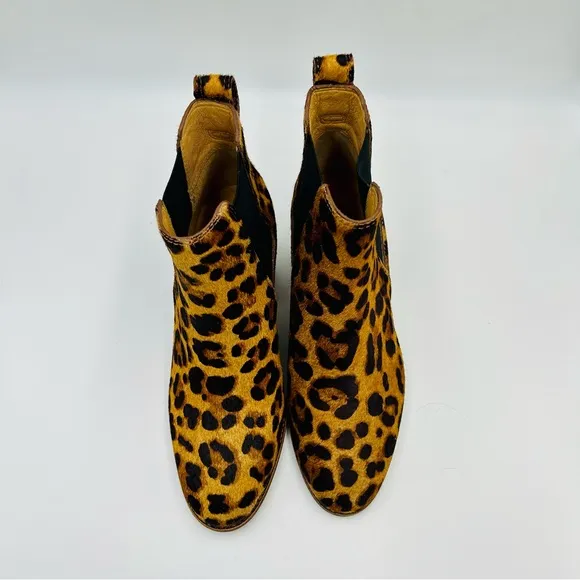 Madewell boots Regan Chelsea boots leopard print calf fur boots women size 6.5