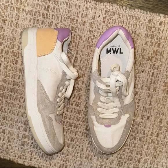 Madewell Court Low Top Colorblock Sneakers Purple Orange White Size 8