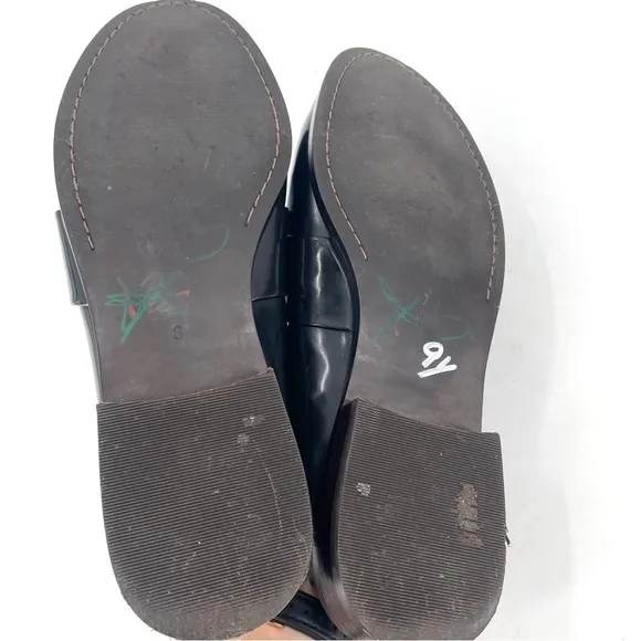 Madewell Dana Black Patent Leather Almond Toe Slip-On Loafers Flats