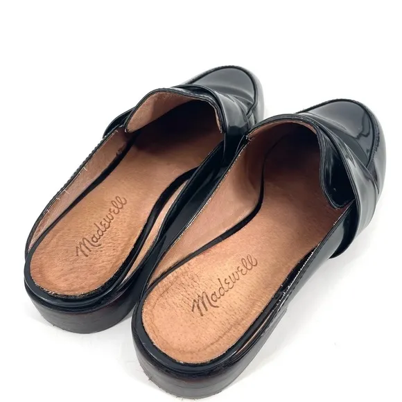Madewell Dana Black Patent Leather Almond Toe Slip-On Loafers Flats