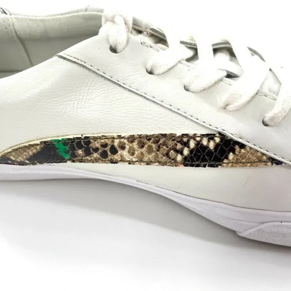 Madewell Delia Sidewalk Low Top Leather Sneakers White Snakeskin Stripe W9 M7.5