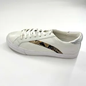 Madewell Delia Sidewalk Low Top Leather Sneakers White Snakeskin Stripe W9 M7.5