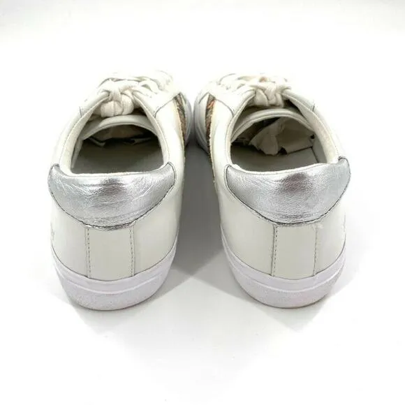 Madewell Delia Sidewalk Low Top Leather Sneakers White Snakeskin Stripe W9 M7.5