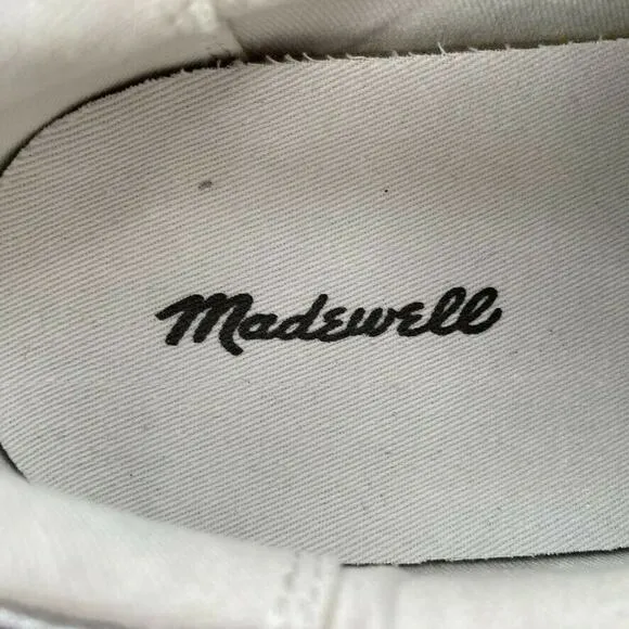 Madewell Delia Sidewalk Low Top Leather Sneakers White Snakeskin Stripe W9 M7.5