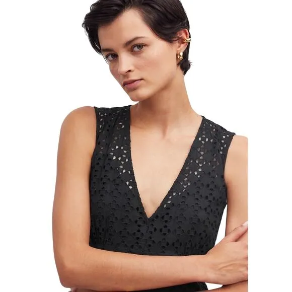 Madewell Eyelet V-Neck Maxi Dress Black Women’s Sizes 6