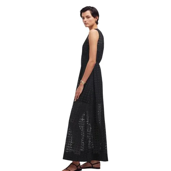 Madewell Eyelet V-Neck Maxi Dress Black Women’s Sizes 6