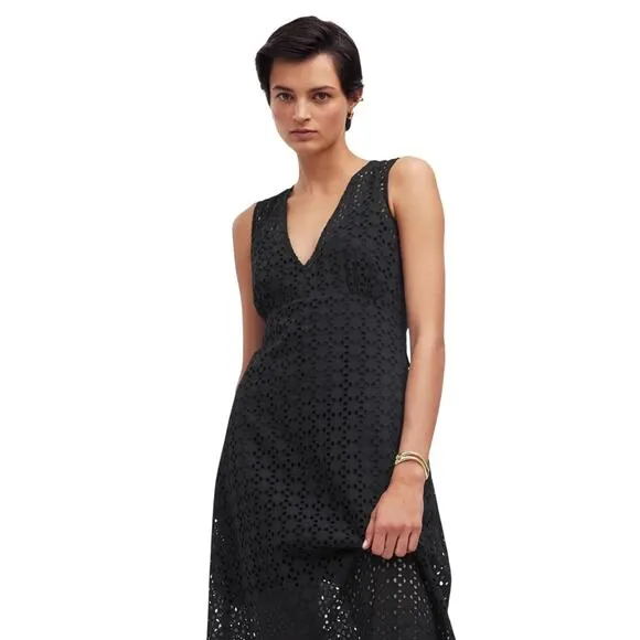 Madewell Eyelet V-Neck Maxi Dress Black Women’s Sizes 6
