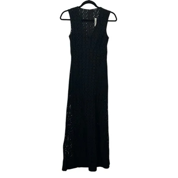 Madewell Eyelet V-Neck Maxi Dress Black Women’s Sizes 6