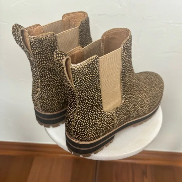 MADEWELL Ivy Chelsea Boot Chunky‎ Calf Hair Leopard Print Leather Ankle Size 7