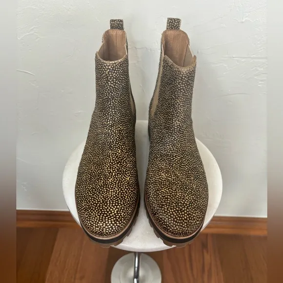 MADEWELL Ivy Chelsea Boot Chunky‎ Calf Hair Leopard Print Leather Ankle Size 7