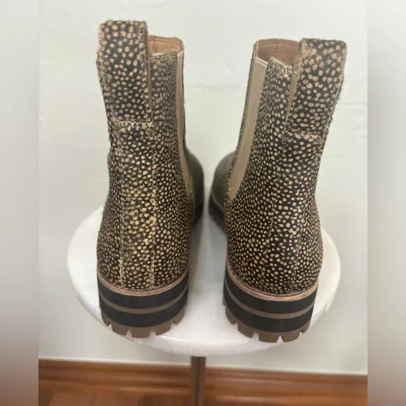 MADEWELL Ivy Chelsea Boot Chunky‎ Calf Hair Leopard Print Leather Ankle Size 7