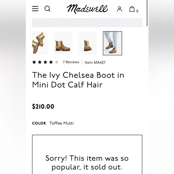MADEWELL Ivy Chelsea Boot Chunky‎ Calf Hair Leopard Print Leather Ankle Size 7