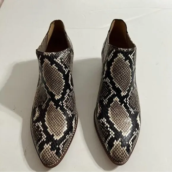 Madewell Low Chelsea Boots in Snake Embossed Leather Size 9
