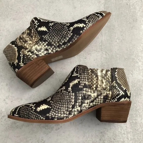 Madewell Low Chelsea Boots Snake Embossed Leather NEW