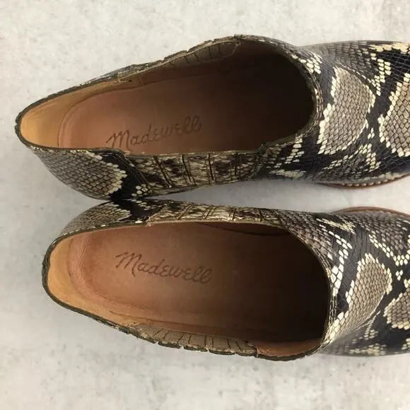 Madewell Low Chelsea Boots Snake Embossed Leather NEW