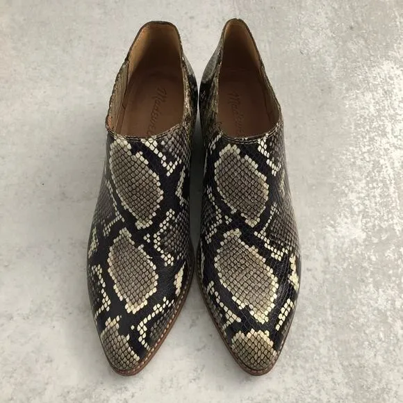 Madewell Low Chelsea Boots Snake Embossed Leather NEW