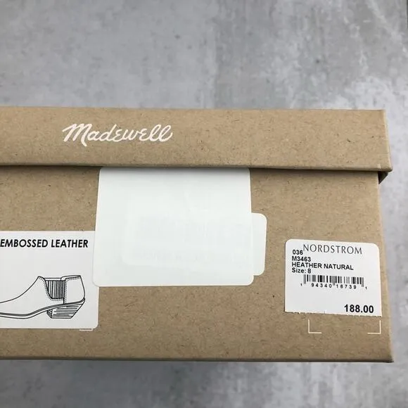 Madewell Low Chelsea Boots Snake Embossed Leather NEW