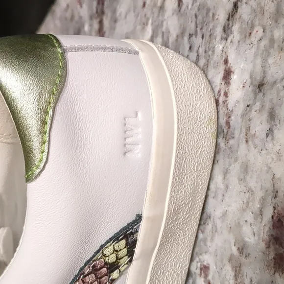 Madewell sidewalk leather low-top sneakers with snake embossed metalic accents