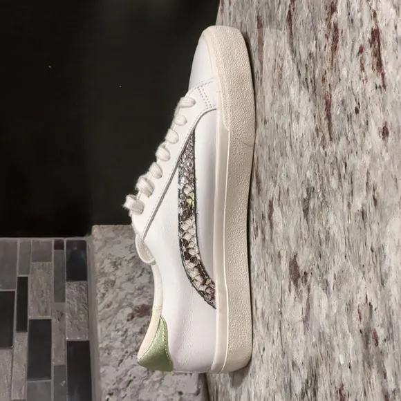Madewell sidewalk leather low-top sneakers with snake embossed metalic accents