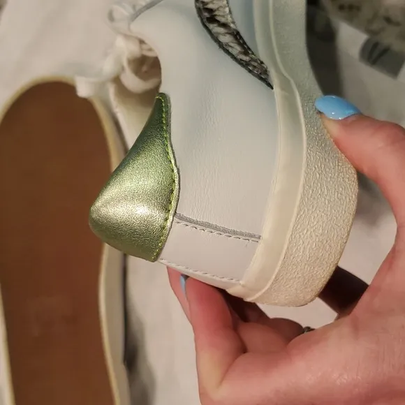 Madewell sidewalk leather low-top sneakers with snake embossed metalic accents