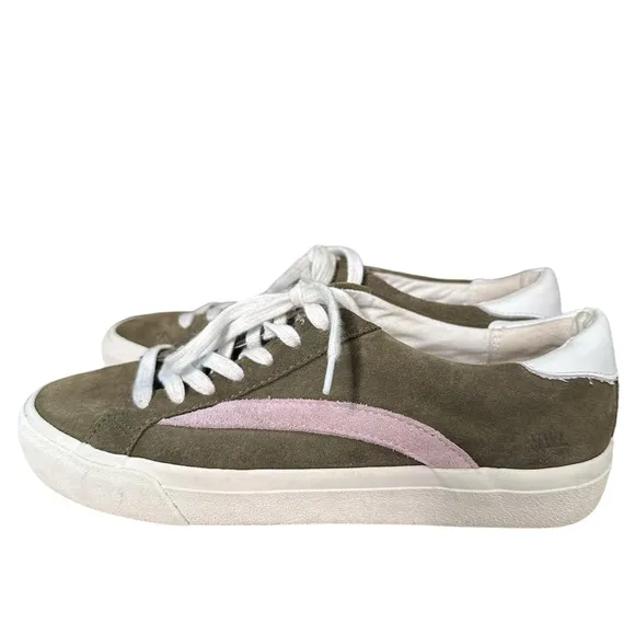 Madewell | Sidewalk Low Top Colorblock Suede Sneakers Olive Green Pink Size 7