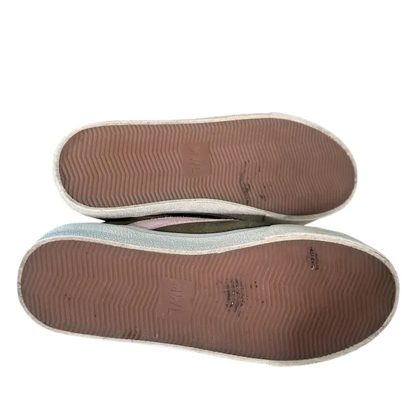 Madewell | Sidewalk Low Top Colorblock Suede Sneakers Olive Green Pink Size 7
