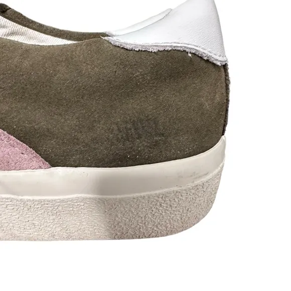 Madewell | Sidewalk Low Top Colorblock Suede Sneakers Olive Green Pink Size 7