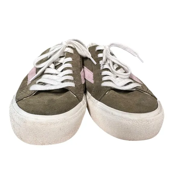 Madewell | Sidewalk Low Top Colorblock Suede Sneakers Olive Green Pink Size 7