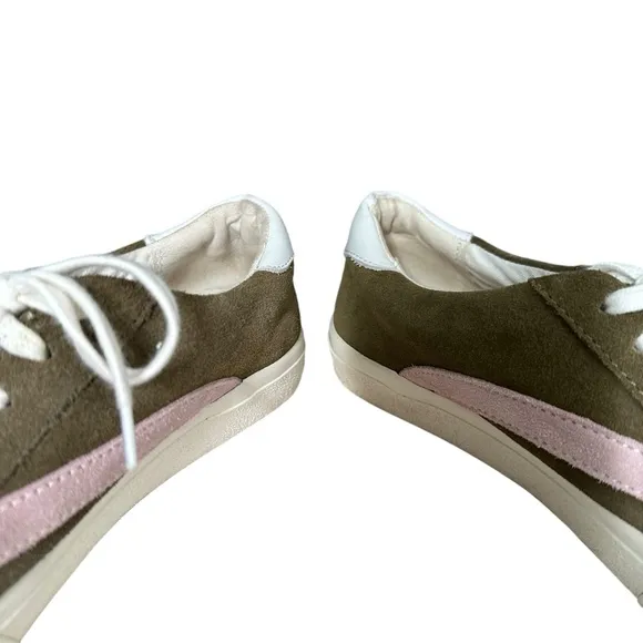 Madewell | Sidewalk Low Top Colorblock Suede Sneakers Olive Green Pink Size 7