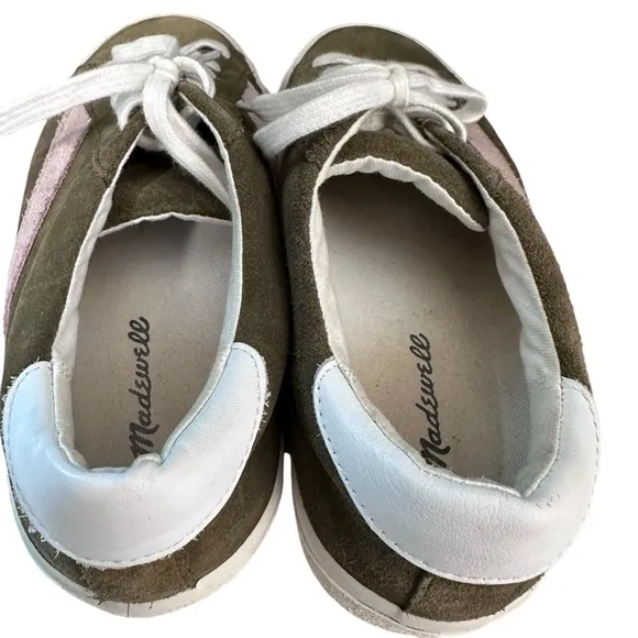 Madewell | Sidewalk Low Top Colorblock Suede Sneakers Olive Green Pink Size 7