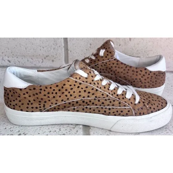 Madewell Sidewalk Low Top Spot Calf Hair Lace Up Sneakers Brwn Blck Sz W 7/M 5.5