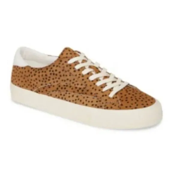 Madewell Sidewalk Low Top Spot Calf Hair Lace Up Sneakers Brwn Blck Sz W 7/M 5.5