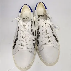 Madewell Sidewalk White Low-Top Sneakers in Leather &amp; Calf Hair Sz 9.5