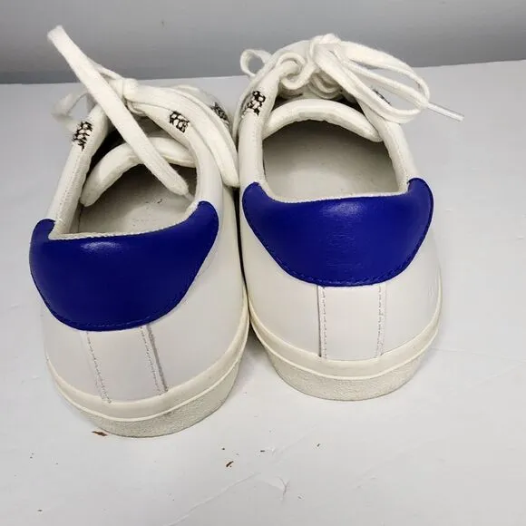 Madewell Sidewalk White Low-Top Sneakers in Leather &amp; Calf Hair Sz 9.5