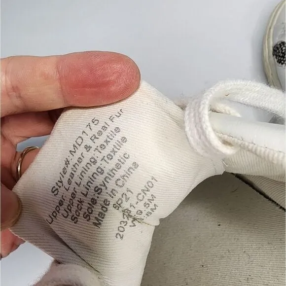 Madewell Sidewalk White Low-Top Sneakers in Leather &amp; Calf Hair Sz 9.5
