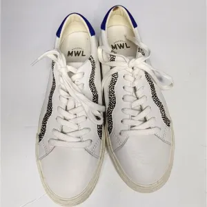 Madewell Sidewalk White Low-Top Sneakers in Leather &amp; Calf Hair Sz 9.5