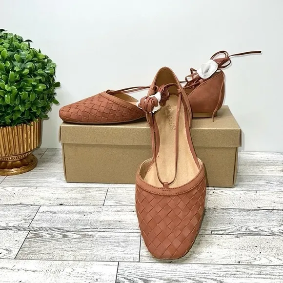 Madewell The Celina Lace-Up Flat in Woven Nubuck Size 8 NWT