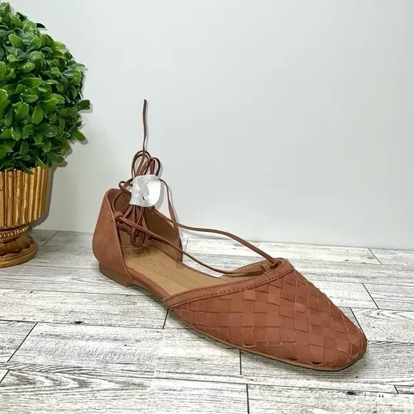 Madewell The Celina Lace-Up Flat in Woven Nubuck Size 8 NWT