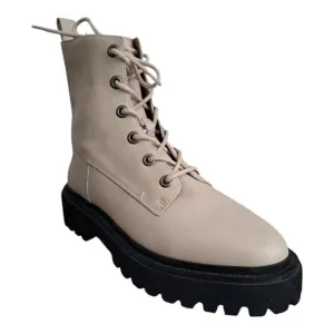 Madewell The Rayna Lace Up Boot in Leather Cream Harvest Moon Women's Sz 8.5