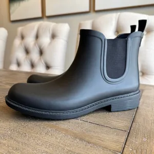 Madewell Women's Size 10 Black Chelsea Rain Boots Pull On Rubber Goth Grunge