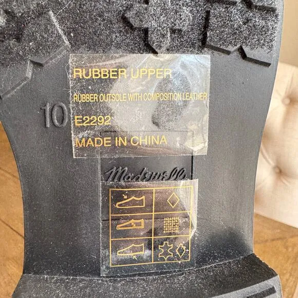 Madewell Women's Size 10 Black Chelsea Rain Boots Pull On Rubber Goth Grunge