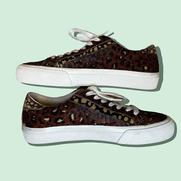 Madewell Low Top Sneakers in Painted Leopard Colorblock Calf Hair
