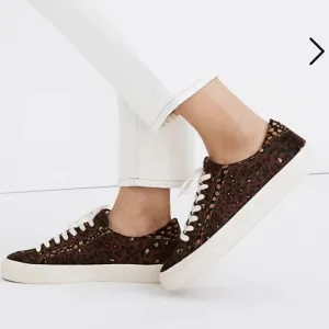 Madewell Low Top Sneakers in Painted Leopard Colorblock Calf Hair