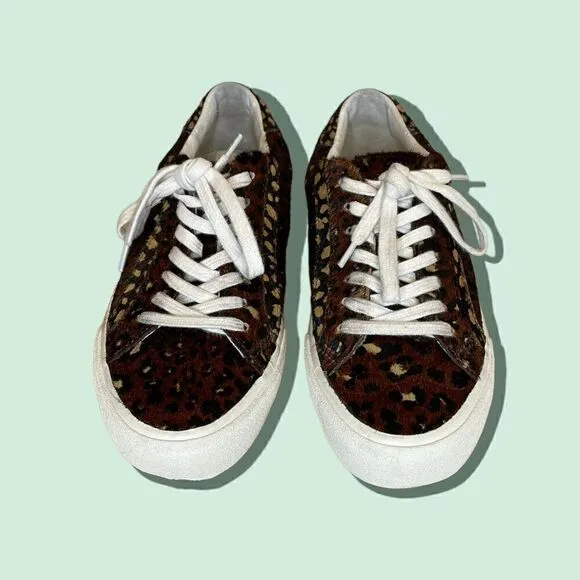 Madewell Low Top Sneakers in Painted Leopard Colorblock Calf Hair