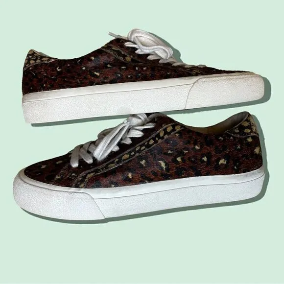 Madewell Low Top Sneakers in Painted Leopard Colorblock Calf Hair