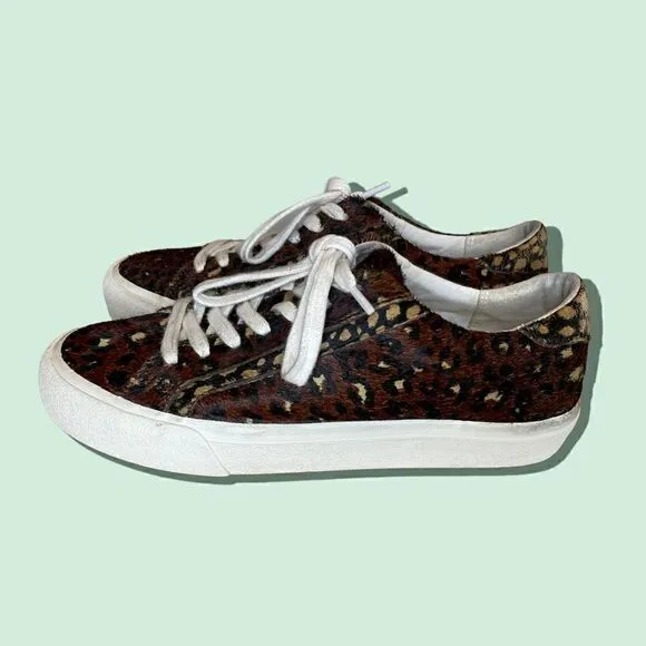 Madewell Low Top Sneakers in Painted Leopard Colorblock Calf Hair