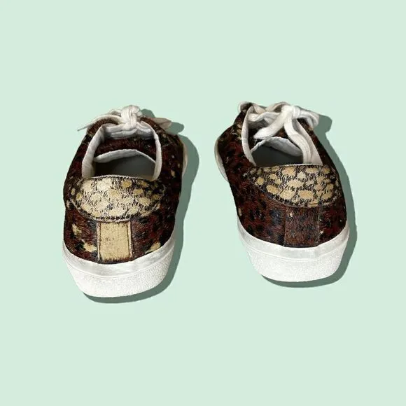 Madewell Low Top Sneakers in Painted Leopard Colorblock Calf Hair