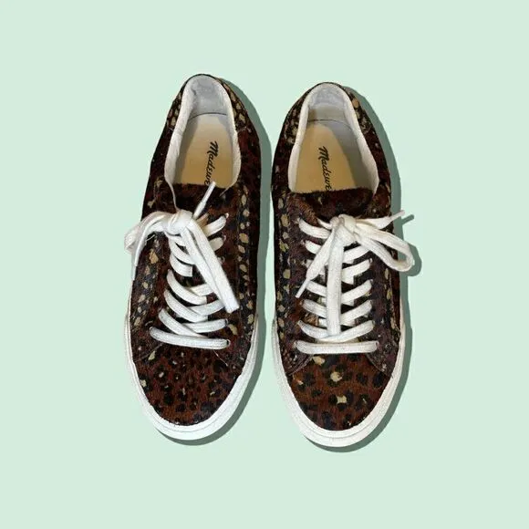Madewell Low Top Sneakers in Painted Leopard Colorblock Calf Hair
