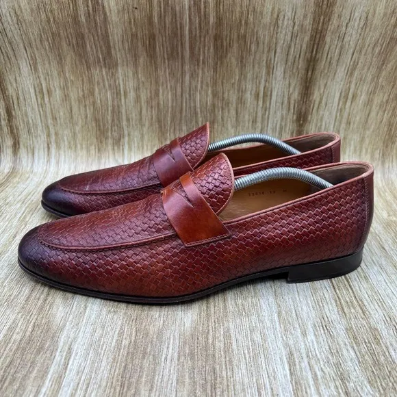 Magnanni Altea Penny Loafers Men's Size 12 D Brown Woven Casual Shoes