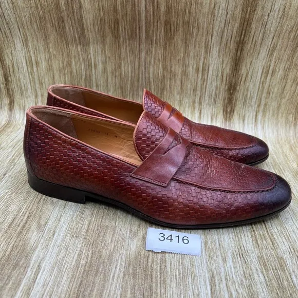 Magnanni Altea Penny Loafers Men's Size 12 D Brown Woven Casual Shoes